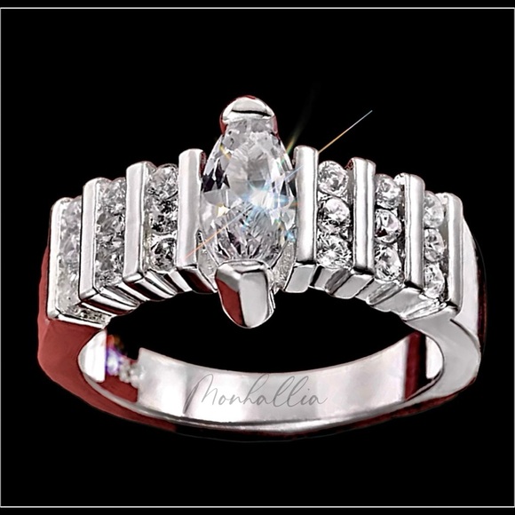 None Jewelry - 925 MARQUISE SIMULATED DIAMOND PEAR PAVE WIDE BAND COCKTAIL RING